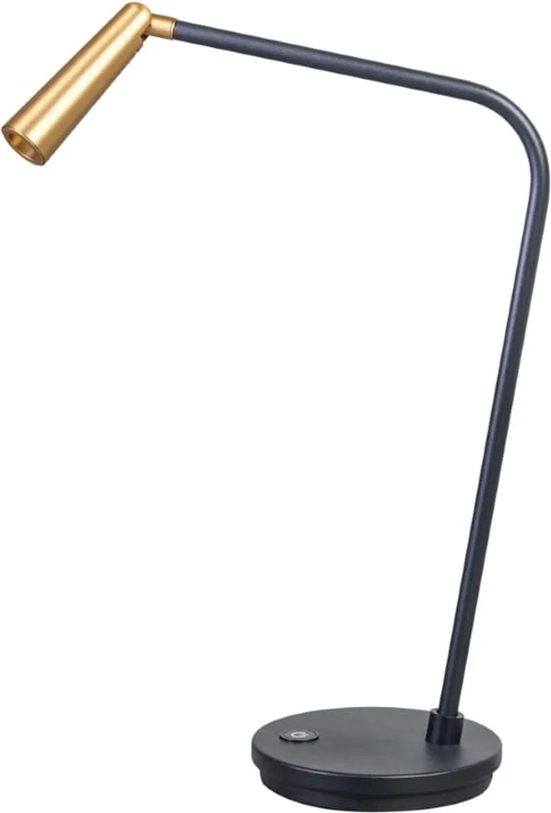 Barry Tafellamp led 1x3w 2700k zwart+mat messing W230xH460mm 3 stap dimbaar 66Lm de ETH en Goud Zwart – photo produit
