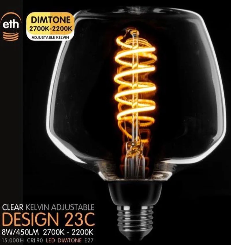 Deco Led spiraal 23C E27 8W dimtone van 2700K naar 2200K Helder de ETH – photo produit