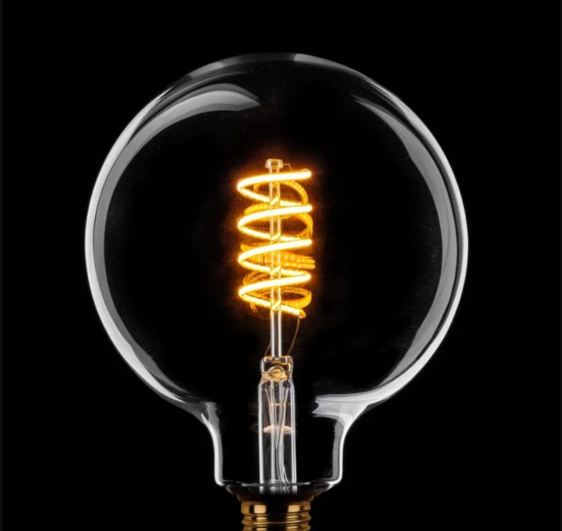Globe 125mm Filament spiraal LED 4w E27 240v 2200K dimbaar Helder glas fra ETH – produktbillede