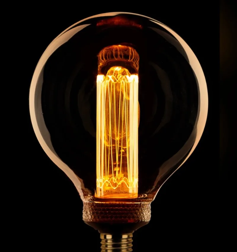 Globe 125mm kooldraad LED 3.5w/12w E27 240v 1800k dimbaar 120L amber/goud de ETH – photo produit