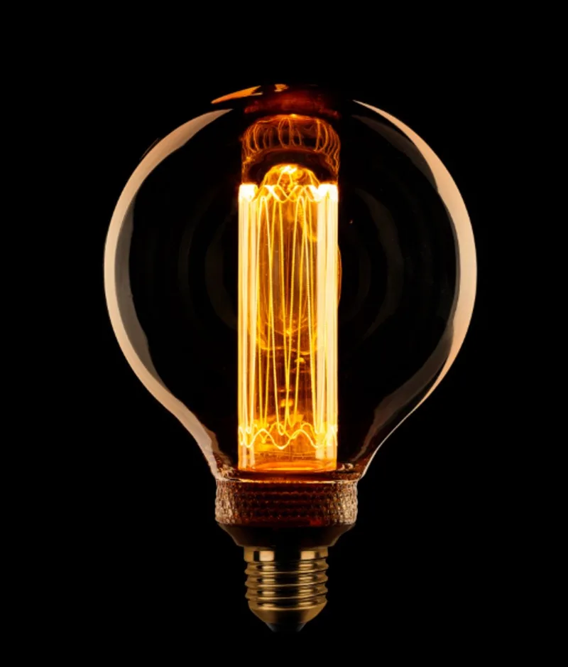 Globe 95mm kooldraad LED 3.5w/12w E27 240v 1800k dimbaar 120L amber/goud de ETH – photo produit