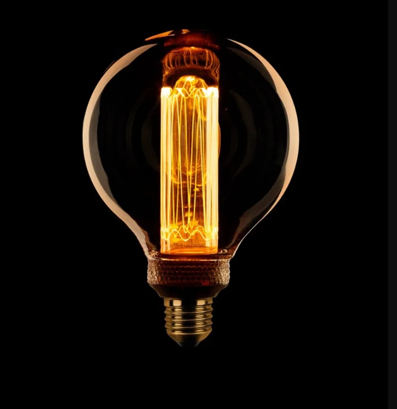 Globe 95mm kooldraad LED 4w E27 240v 1800k 3 stappen dimbaar amber/goud 200L + M. fra ETH – produktbillede