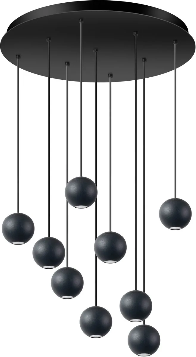 Grace Hanglamp round 9x4W | 400cm kabel | 3240LM von ETH in Schwarz – Produktfoto