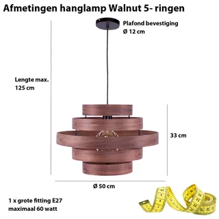 Hanglamp | walnut | 5 lichts | hout metaal | modern från ETH – produktbild 3 av 3