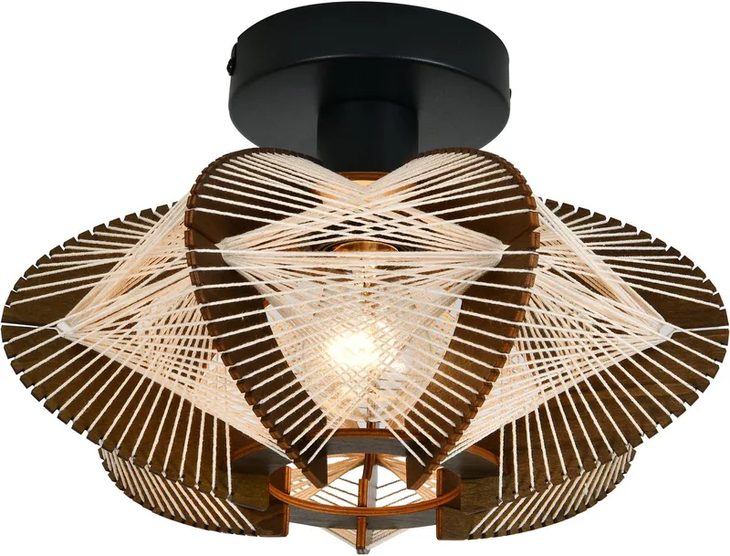 Jessica Plafonniere 1 lichts 60w Walnut/Black 30cm de ETH en Walnut – photo produit