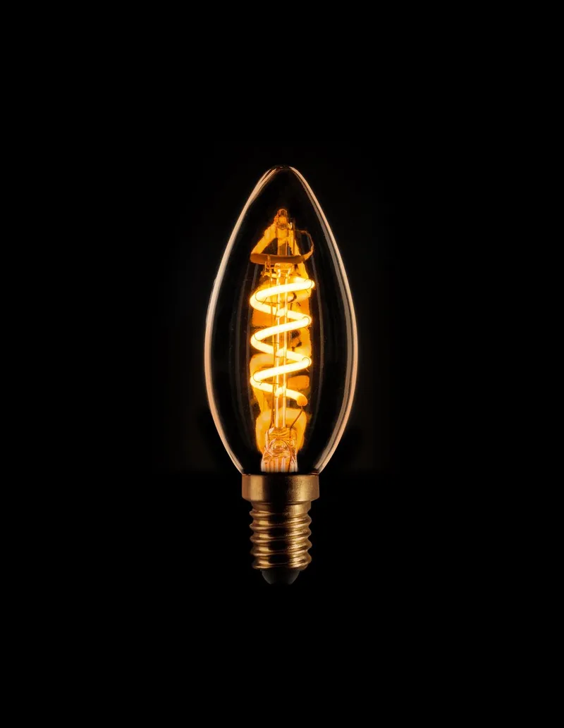 Led spiraal filament kaars E14 3w 3 stappen dimbaar goud 2200k 225Lm von ETH – Produktfoto