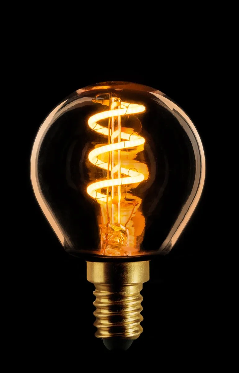 Led spiraal filament kogel E14 3W 3 stappen dimbaar goud 2200k memory 225Lm de ETH – photo produit
