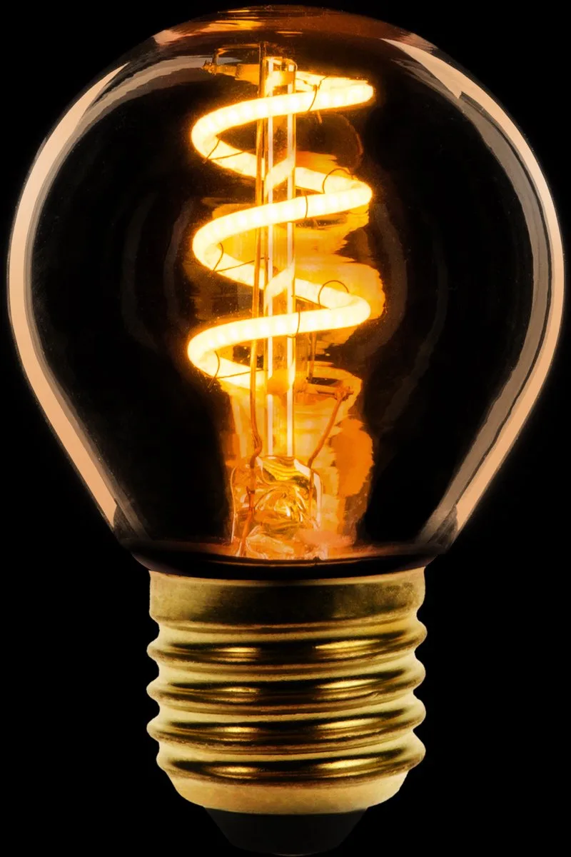 Led spiraal filament kogel E27 3W 3 stappen dimbaar goud 2200K fra ETH – produktbillede