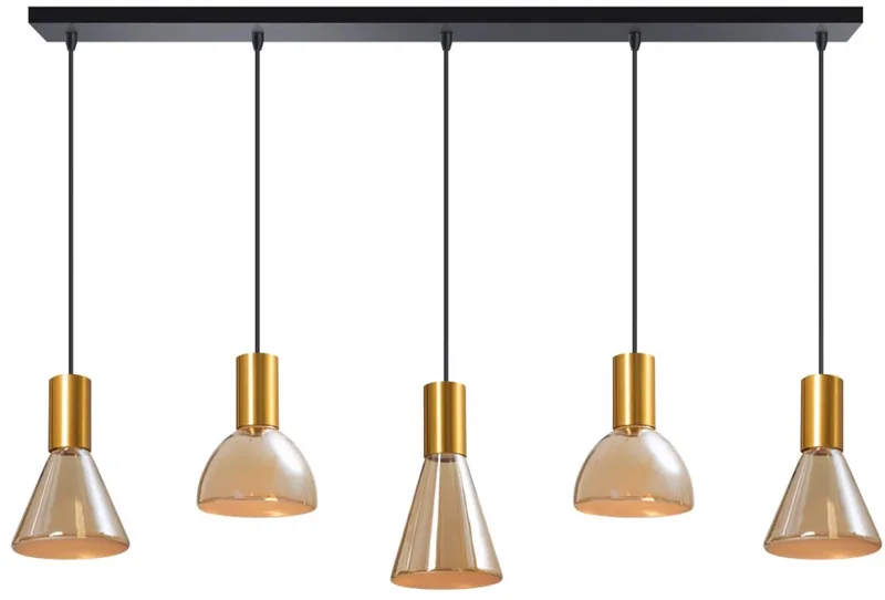 Lisa Hanglamp zwart+brons 5xGU10 ex.bulb L120xW12xH2.5cm + 200cm kabel von ETH in Bronze – Produktfoto