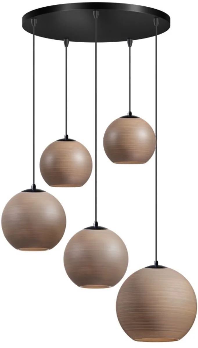 Orb Saturn hanglamp 5x E27 Taupe/grijs glas 2x20-2x25-30cm / zwart 50cm ronde plaat / kabel 3.5 meter by ETH in Taupe – product photo