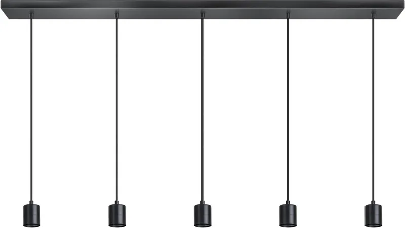 Origin hanglamp balk 5x E27 1200x100x25mm 200cm kabel zonder glas de ETH en Noir – photo produit