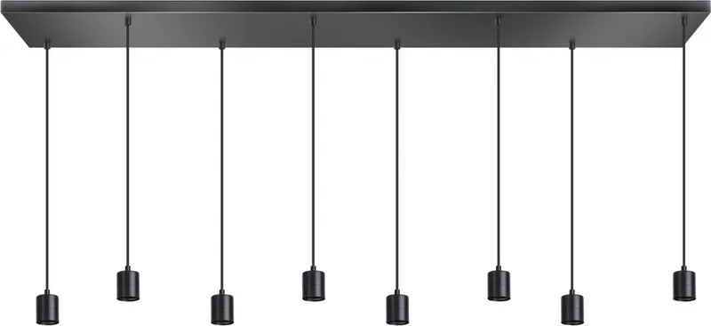 Origin hanglamp balk 8x E27 1600x300x25mm 200cm kabel zonder glas de ETH en Noir – photo produit