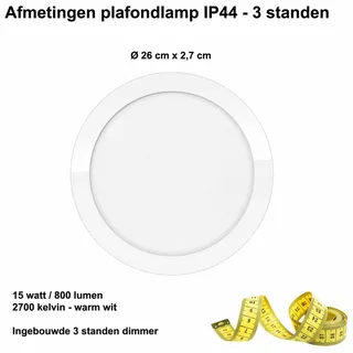 Plafondlamp | 26 cm | Anne plafondlampen IP44 | LED | wit | kunststof metaal | moderne functionele de ETH – photo produit 3 sur 3