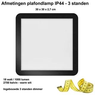 Plafondlamp | 30 cm | Anne plafondlampen IP44 | LED | zwart | kunststof metaal | moderne functionele de ETH – photo produit 3 sur 3