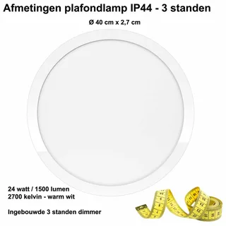 Plafonniere | 40 cm | Anne plafondlampen IP44 | LED | wit | kunststof metaal | moderne verlichting de ETH – photo produit 3 sur 3
