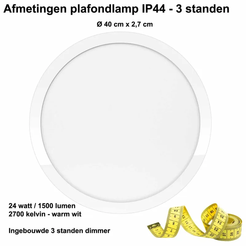 Plafonniere | 40 cm | Anne plafondlampen IP44 | LED | wit | kunststof metaal | moderne verlichting de ETH – photo produit 3 sur 3
