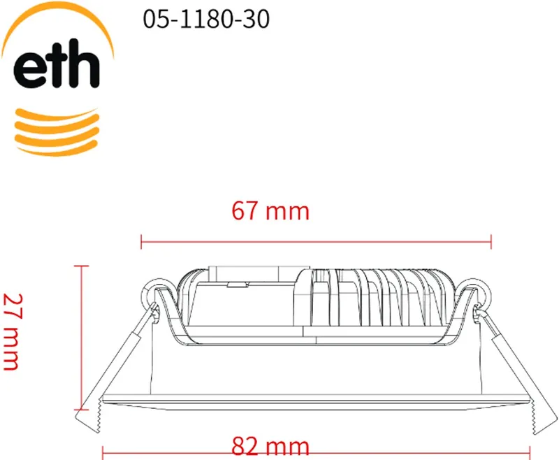 Ronin Led inbouwspot 6w 600Lm DTW 2000l-3000k 60gr. IP44 + ext.driver dimbaar 82x27mm zaag 68mm von ETH in Weiß – Produktfoto