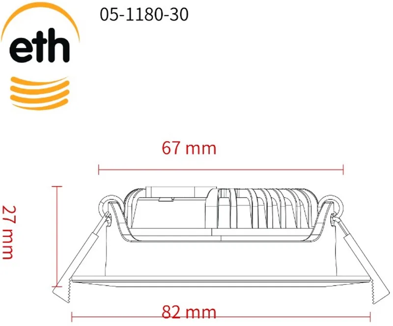 Ronin Led inbouwspot Zwart 6w 600Lm DTW 2000l-3000k 60gr. IP44 + ext.driver dimbaar 82x27mm zaag 68mm fra ETH i Helder – produktbillede