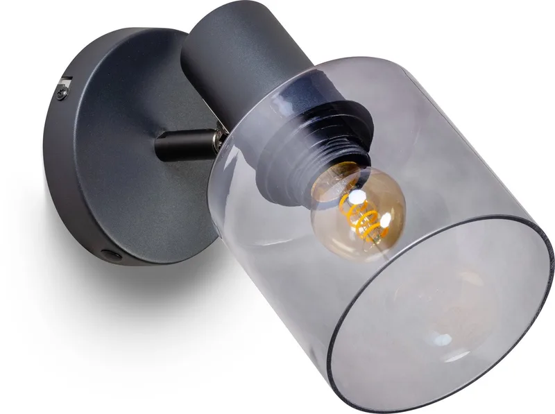 Sledge Glass Wandlamp E27 Smoke Glas fra ETH i Sort – produktbillede