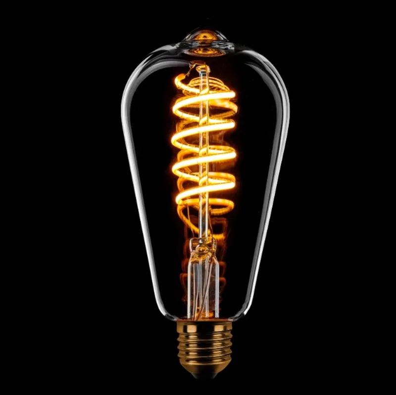 ST64 Edison Filament spiraal LED 4w E27 240v 2200k dimbaar Helder glas de ETH – photo produit
