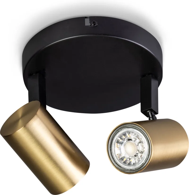 The Common - Spot - GU10 - 2 Lichtbronnen - Zwart/Messing de ETH en Goud Zwart – photo produit
