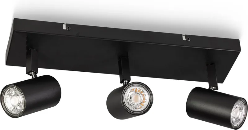 The Common - Spot - GU10 - 3 Lichtbronnen op balk de ETH en Noir – photo produit