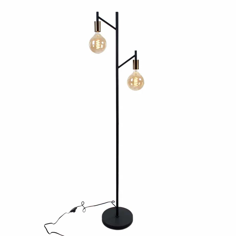 Vloerlamp | 35 cm | sticks | 2 lichts | E27 | goud zwart | metaal | moderne sfeerverlichting van ETH – productfoto 1 van 3
