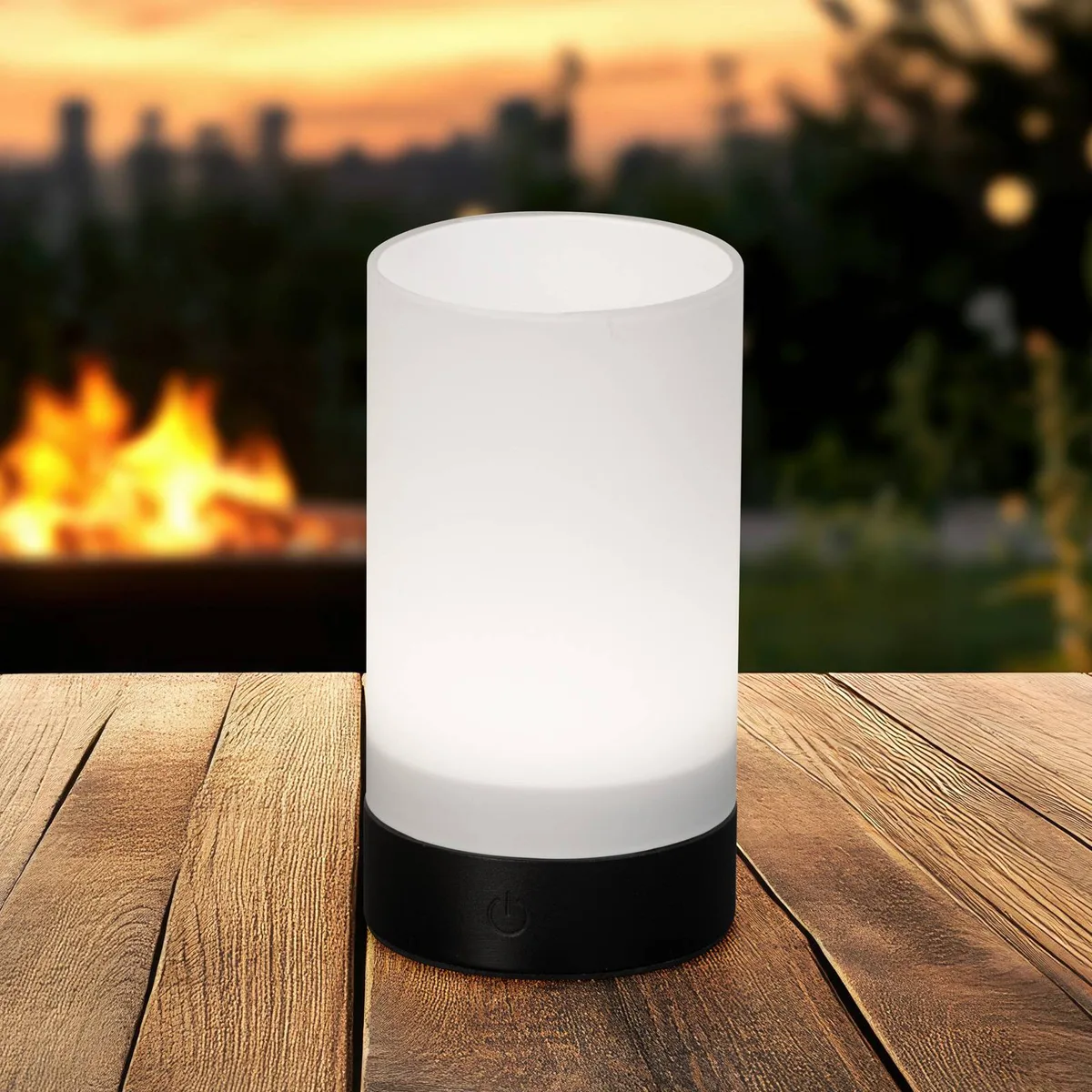 LED tafellamp Fenya, zwart/opaak mat Hoogte 14 cm IP54 fra FH Lighting i Sort, Mat opaal – produktbillede