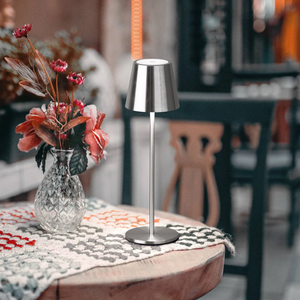 LED tafellamp op accu Viletto, nikkelkleurig, IP54 de FH Lighting en Nikkel – photo produit