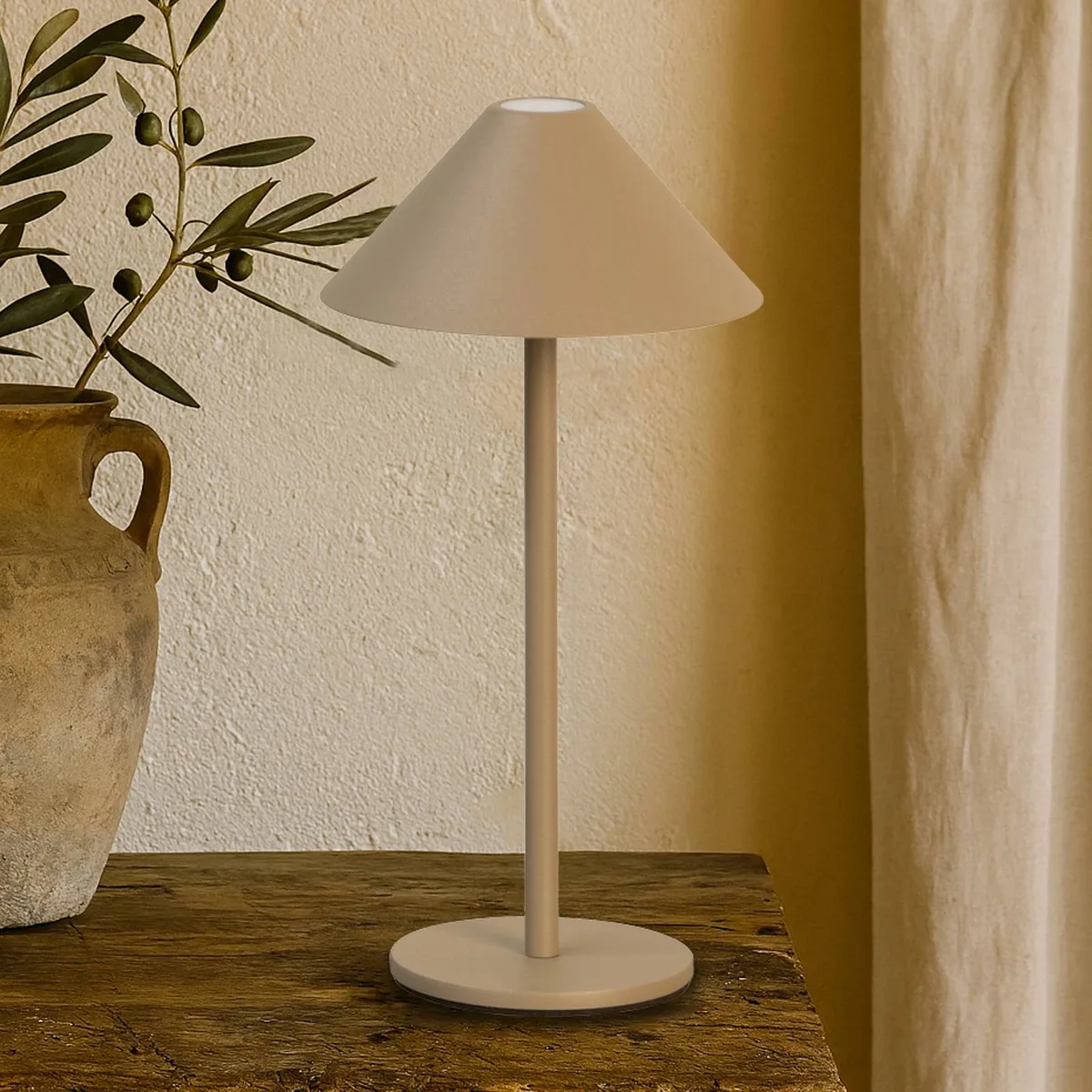 LED tafellamp Prato, hoogte 25 cm Metaal, IP54 de FH Lighting en Greige – photo produit