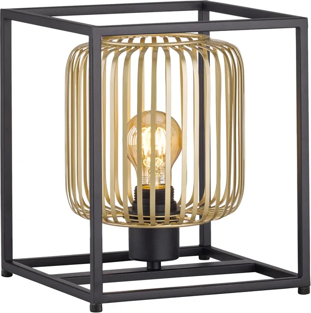 Caydo - Tafellamp - 20 x 23 x 25 cm - 1x E27 max. 40,0 W (excl.) - Zwart/Goud