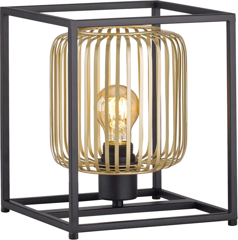 Caydo - Tafellamp - 20 x 23 x 25 cm - 1x E27 max. 40,0 W (excl.) - Zwart/Goud fra Fischer & Honsel i Sort – produktbillede