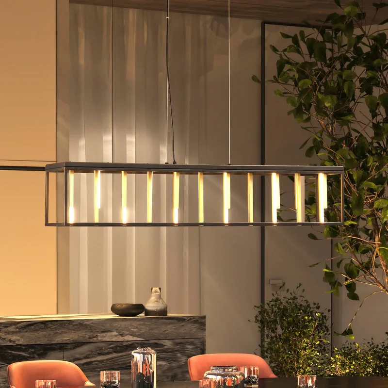 Grid LED hanglamp, metaal, afstandsbediening, CCT, dimbaar de Fischer & Honsel en Noir, Or, Blanc – photo produit
