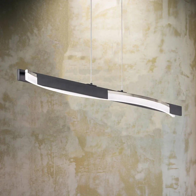 Hanglamp Bridge, zwart/nikkelkleurig, lengte 95 cm från Fischer & Honsel i Zandzwart, Mat nikkelkleur – produktbild