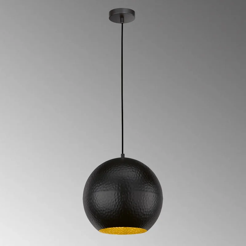 Hanglamp Mylon, zwart/goud, bolvormig fra Fischer & Honsel i Sort, Guld – produktbillede