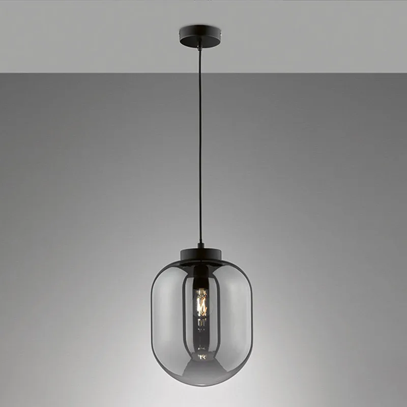 Hanglamp Regi, 1-lamp, Ø 24 cm fra Fischer & Honsel i Mat zwart, Rookgrijs-transparant – produktbillede