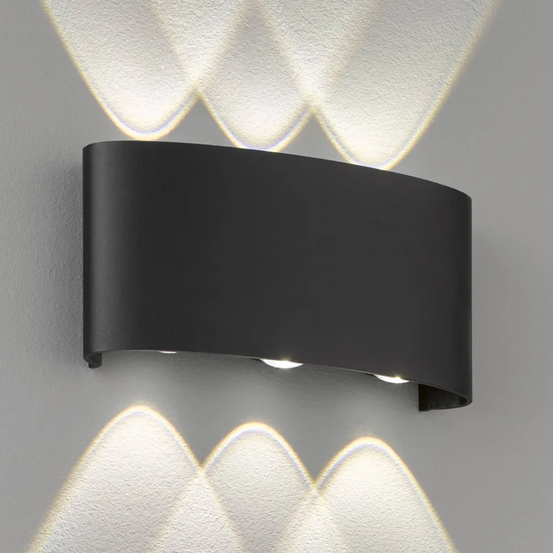 LED buitenwandlamp Berlin, 6-lamps från Fischer & Honsel i Svart, Mat – produktbild