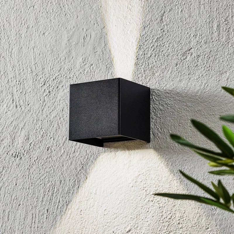 LED buitenwandlamp Wall, kubusvormig, zwart från Fischer & Honsel i Mat zwart – produktbild