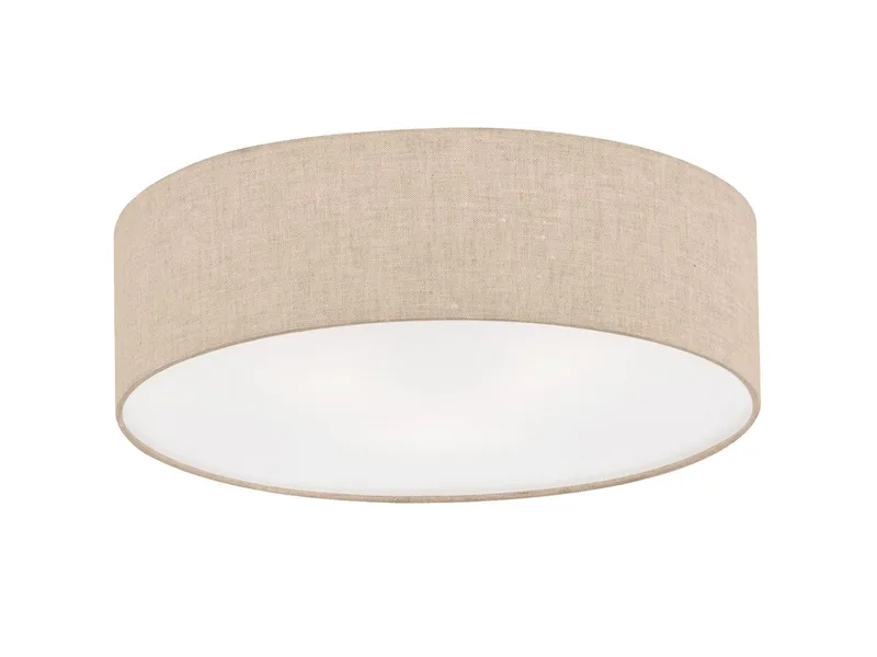 LED Deckenleuchte, Dimmfunktion, LED wechselbar, Warmweiß, Designklassiker Stoff-Lampe Decke 40cm Lampenschirm Leinen flach fra Fischer & Honsel i Beige – produktbillede