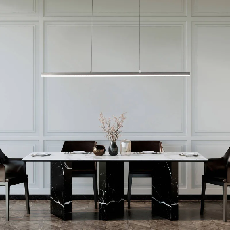 LED hanglamp Borena, aluminiumkleurig, lengte 113 cm metaal från Fischer & Honsel i Aluminium, Nikkel – produktbild