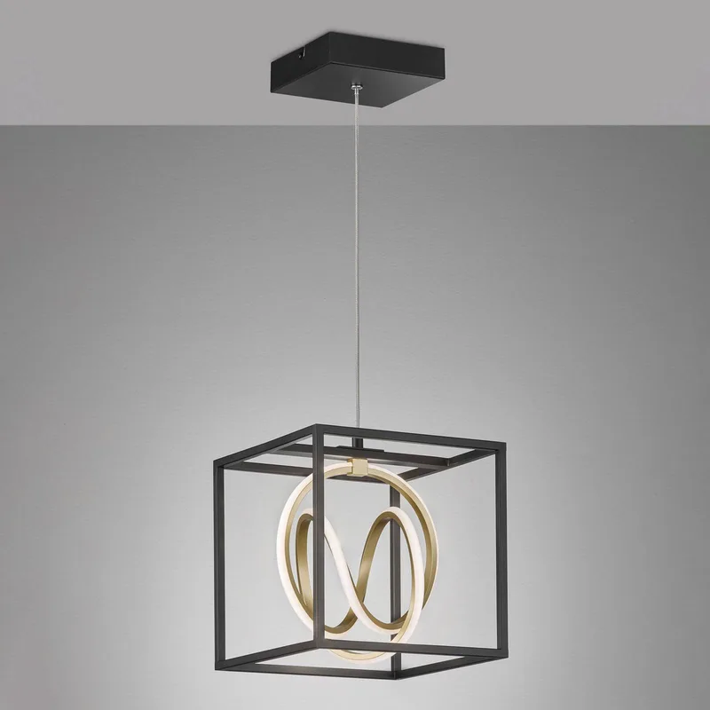 LED hanglamp Gisi, CCT, 1-lamp fra Fischer & Honsel i Mat zwart, Guld – produktbillede