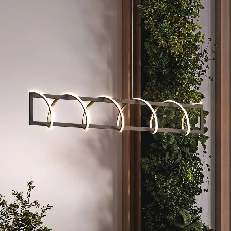 LED hanglamp Gwen, zwart/goud, metaal, CCT, dimbaar von Fischer & Honsel in Schwarz, Gold, Weiß – Produktfoto