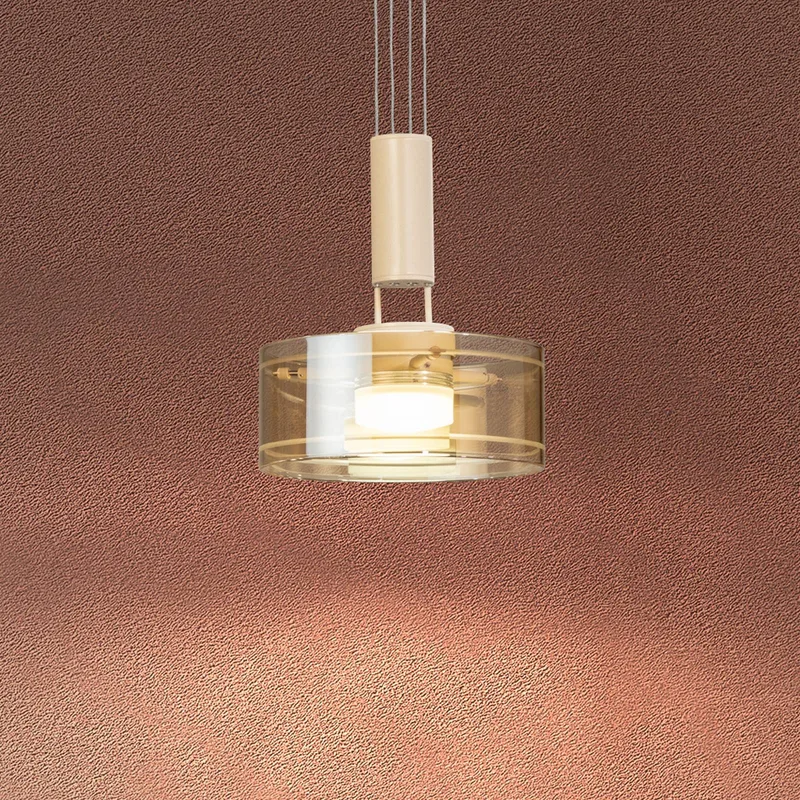 LED hanglamp LAVIN, zand/amber, Ø 19 cm, metaal/glas dimbaar de Fischer & Honsel en Crème, Amber – photo produit
