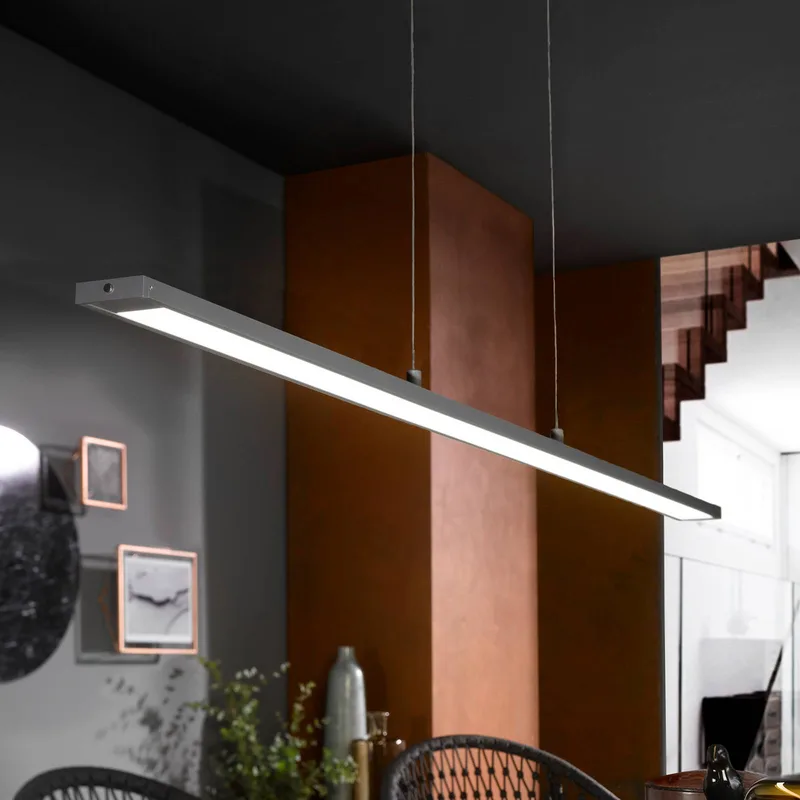 LED hanglamp Marlo, lengte 120 cm, CCT, touchdimmer de Fischer & Honsel en Gris – photo produit