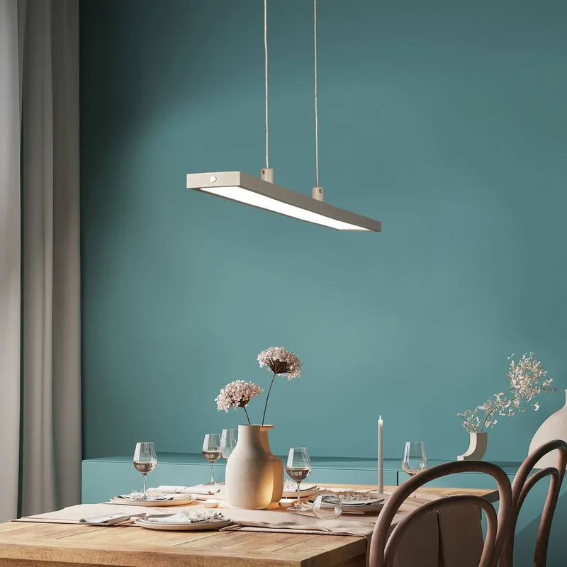 LED hanglamp Marlo, zandkleurig, lengte 90 cm, CCT, touchdimmer de Fischer & Honsel en Crème – photo produit