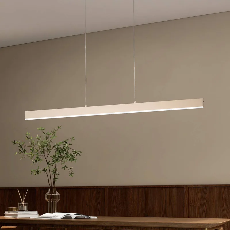 LED hanglamp Silvano, zandkleurig, lengte 115 cm, CCT, touchdimmer från Fischer & Honsel i Kräm – produktbild