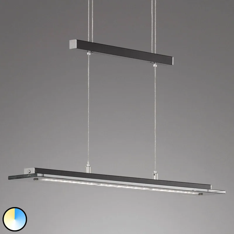 LED hanglamp Tenso TW met dimmer, zwart 88cm de Fischer & Honsel en Noir, Gerookt – photo produit