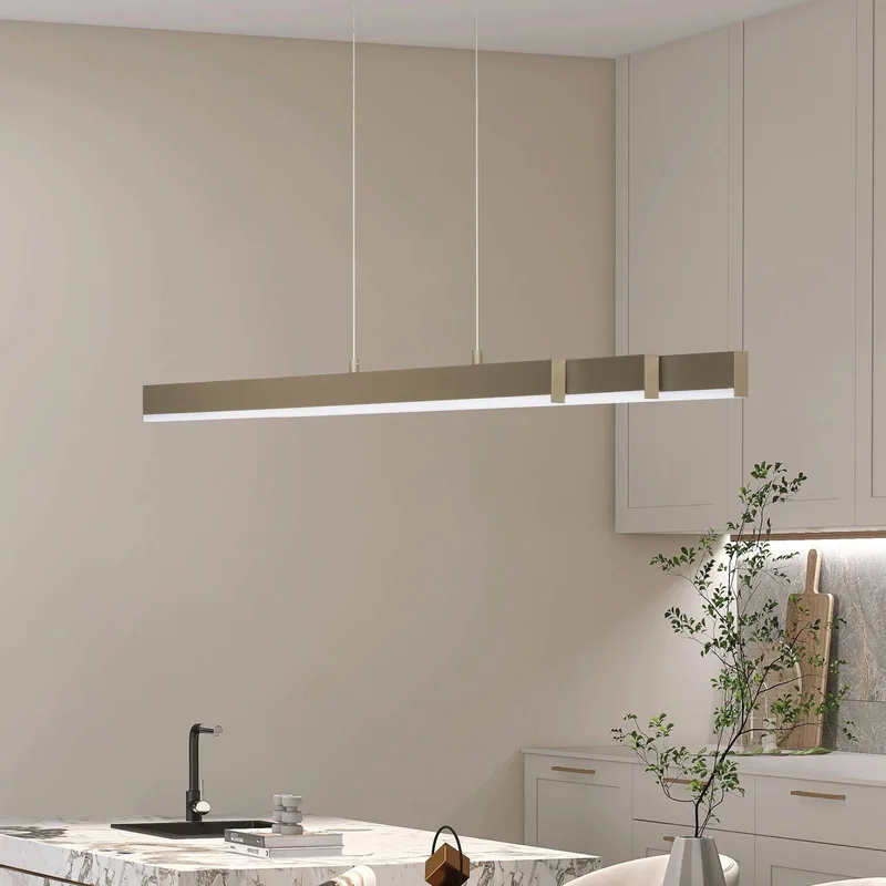 LED hanglamp Vayana, greige, lengte 189 cm, CCT-touchdimmer fra Fischer & Honsel i Grijsbruin – produktbillede