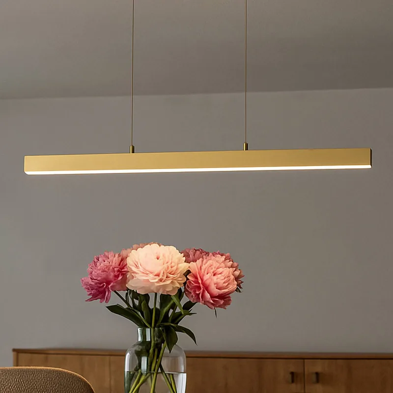 LED hanglamp Vayana, lengte 190 cm, zandkleurig, metaal, CCT från Fischer & Honsel i Zand – produktbild