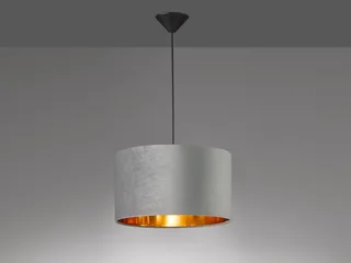 LED Pendelleuchte, Dimmfunktion, LED wechselbar, Warmweiß, ausgefallen-e mit Samt Lampenschirm Gold-en für Esstisch, Ø 40cm de Fischer & Honsel en Gris – photo produit 3 sur 5